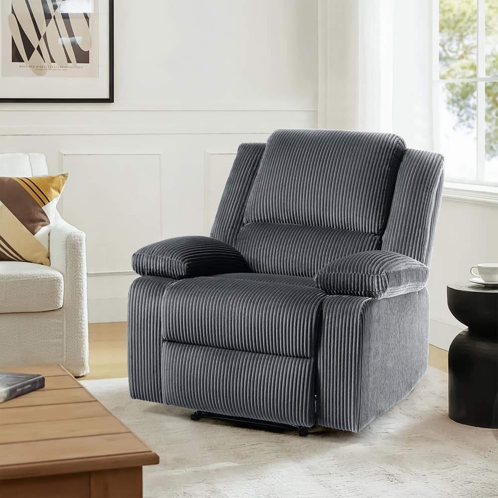 Corduroy Manual Recliner Glider Club Chair with Footrest