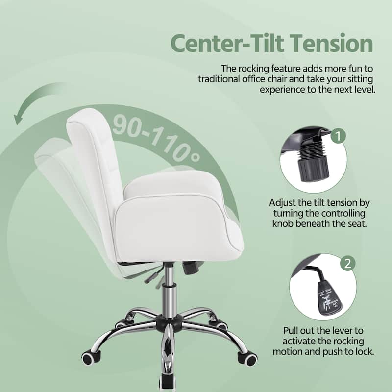 Yaheetech Faux Leather Desk Chair with Padded Armrests Modern Office Chair