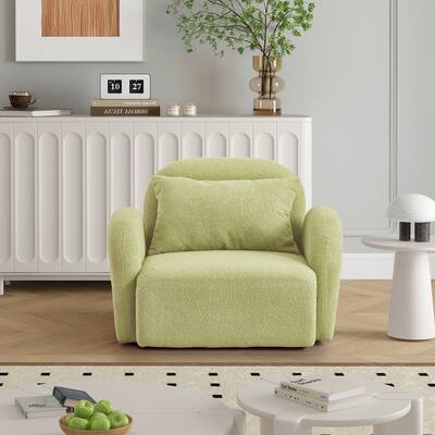 Living Room Furniture Lazy Sofa Chair Teddy Fabric Light Green,High quality and durable