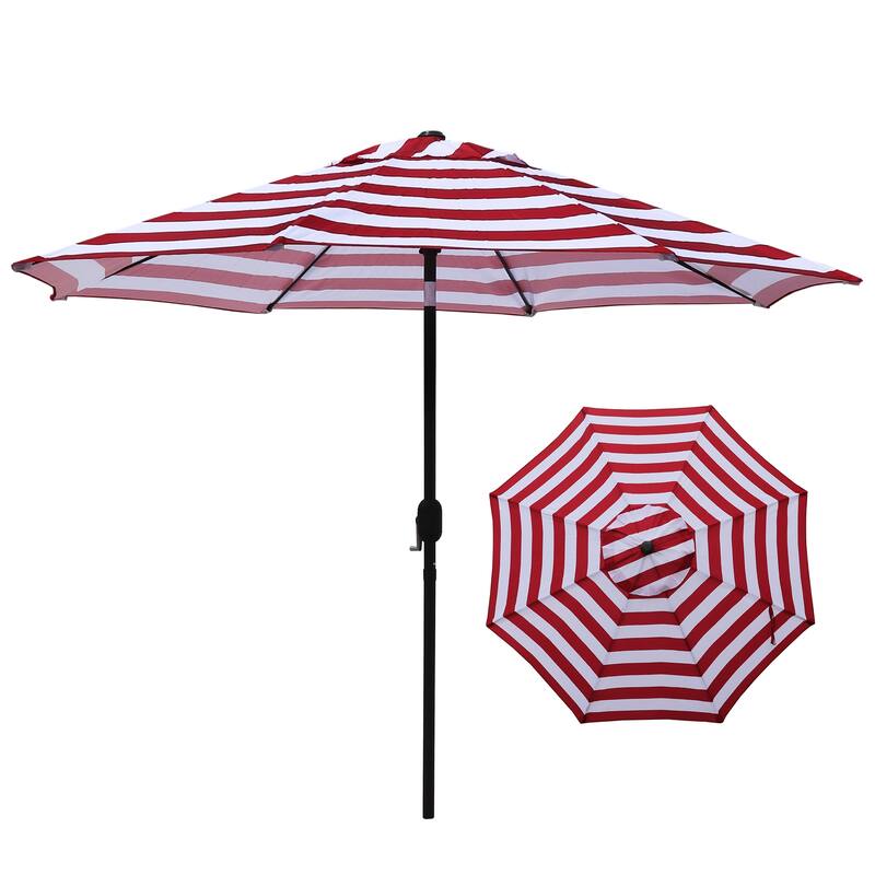 Maypex Striped Crank and Tilt 9-foot Market Umbrella