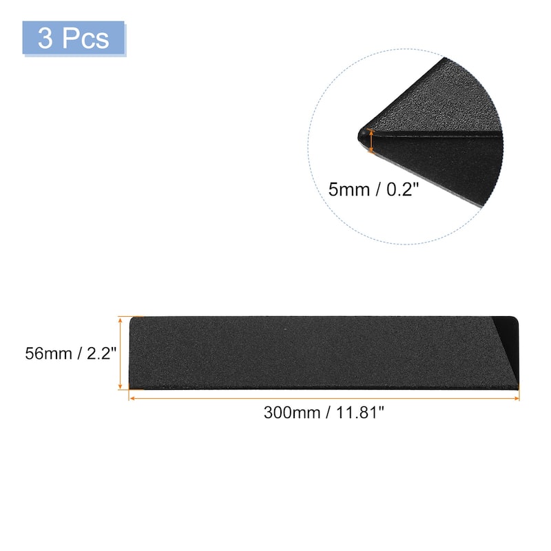 3Pcs Knife Edge Guards ABS Knife Cover Sleeves Knife Blade Protector - Black - 11.8"x2.2"