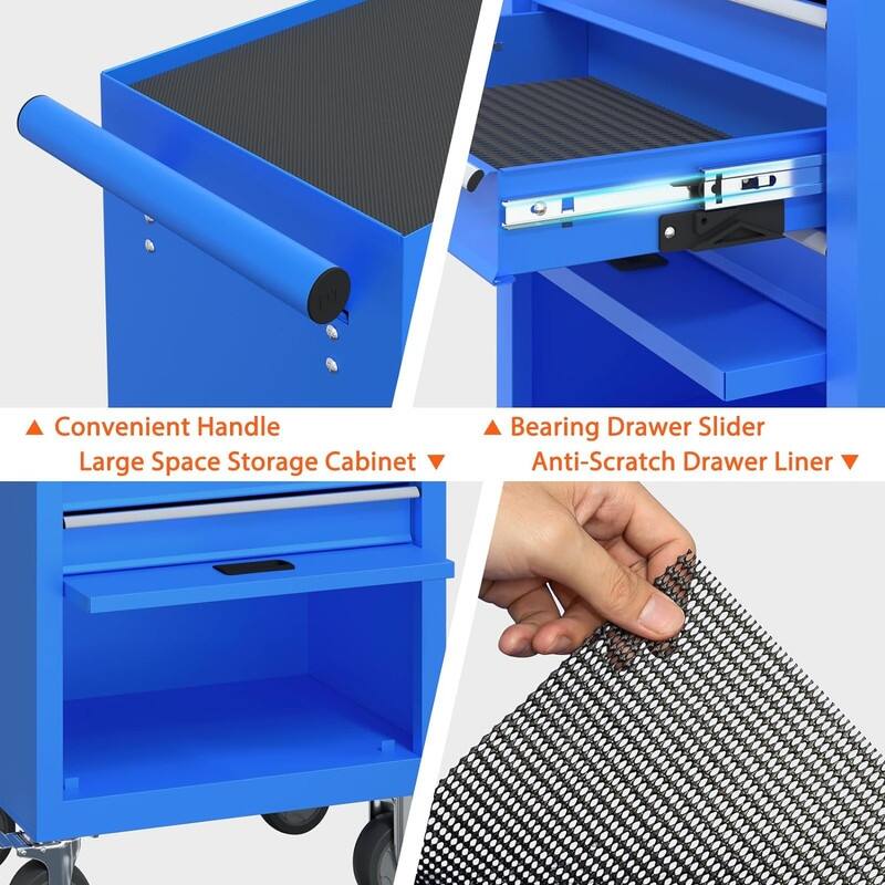 4 Drawers Rolling Tool Chest Metal Tool Cart Storage Cabinet