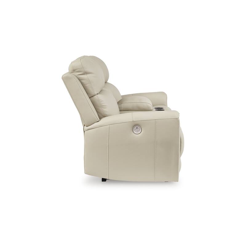 Signature Design by Ashley Dahlmoore Beige Power Reclining Loveseat with Console - 76" W x 42" D x 40" H