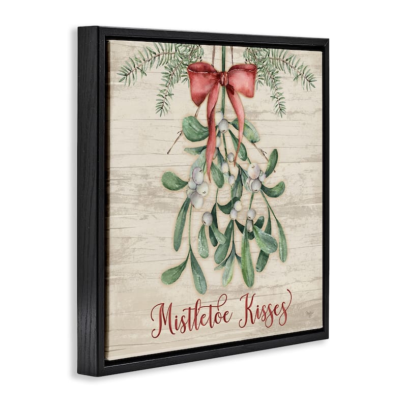 Stupell Rustic Mistletoe Kisses Framed Floater Canvas Wall Art Design By Mollie B.