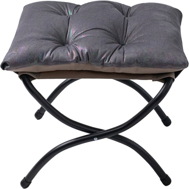 15" Folding Foot Stool Elegant Foldable Ottoman - Grey