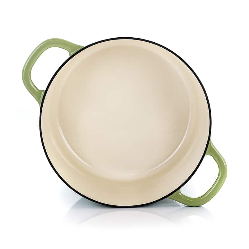 Heavy Duty 7 Quart Enamled Cast Iron Dutch Oven with Lid in Light Forest Green