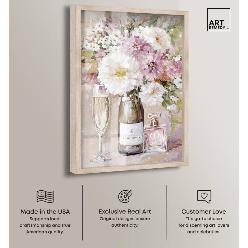 Light Floral Champagne Vase Shadowbox by Art Remedy