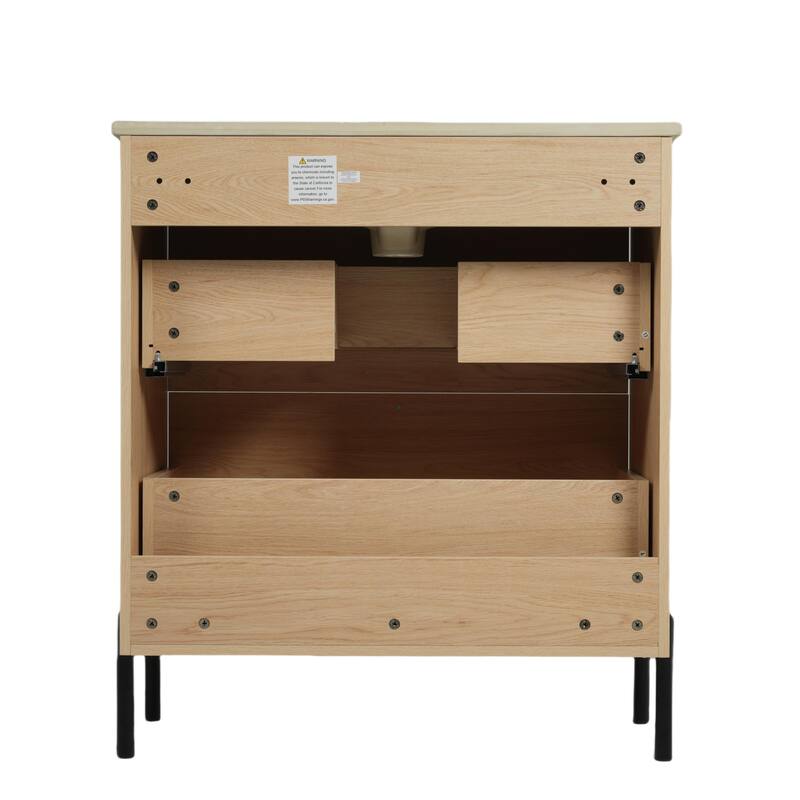 30" Bathroom Vanity with Ceramic Sink - Cabinet with Full-Extension Drawers