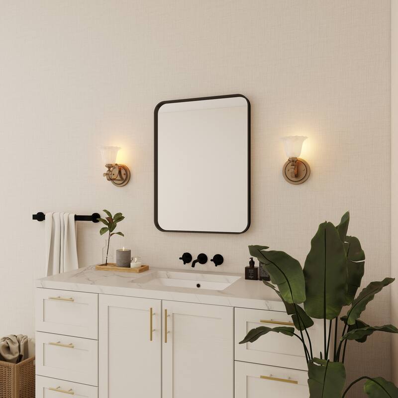 Organnice Rectangular Aluminum Frame Vanity Bathroom Mirror with Clear Glass