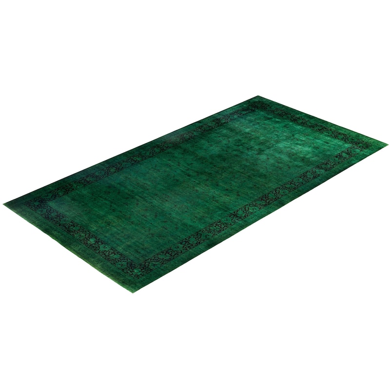 Overdyed One-of-a-Kind Hand-Knotted Area Rug - Green - 9' 1" x 17' 6"