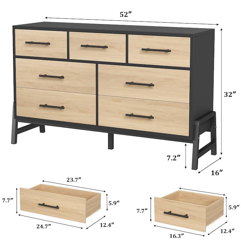 4/6/7 Drawer Dresser for Bedroom, Freestanding Wooden Storage Chest