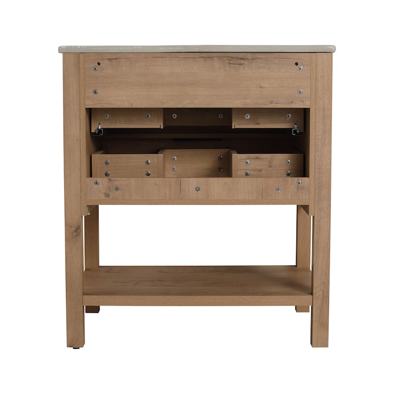Bathroom Vanity With Sink In 30 Inch, Freestanding Bathroom Vanity With 2 Soft Close Drawers