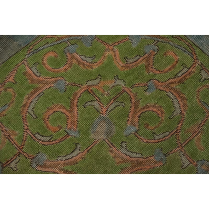 Hand Knotted Oriental 100% Wool Carpet Traditional Floral Green Tabriz Area Rug - 12' 10'' X 10' 0''