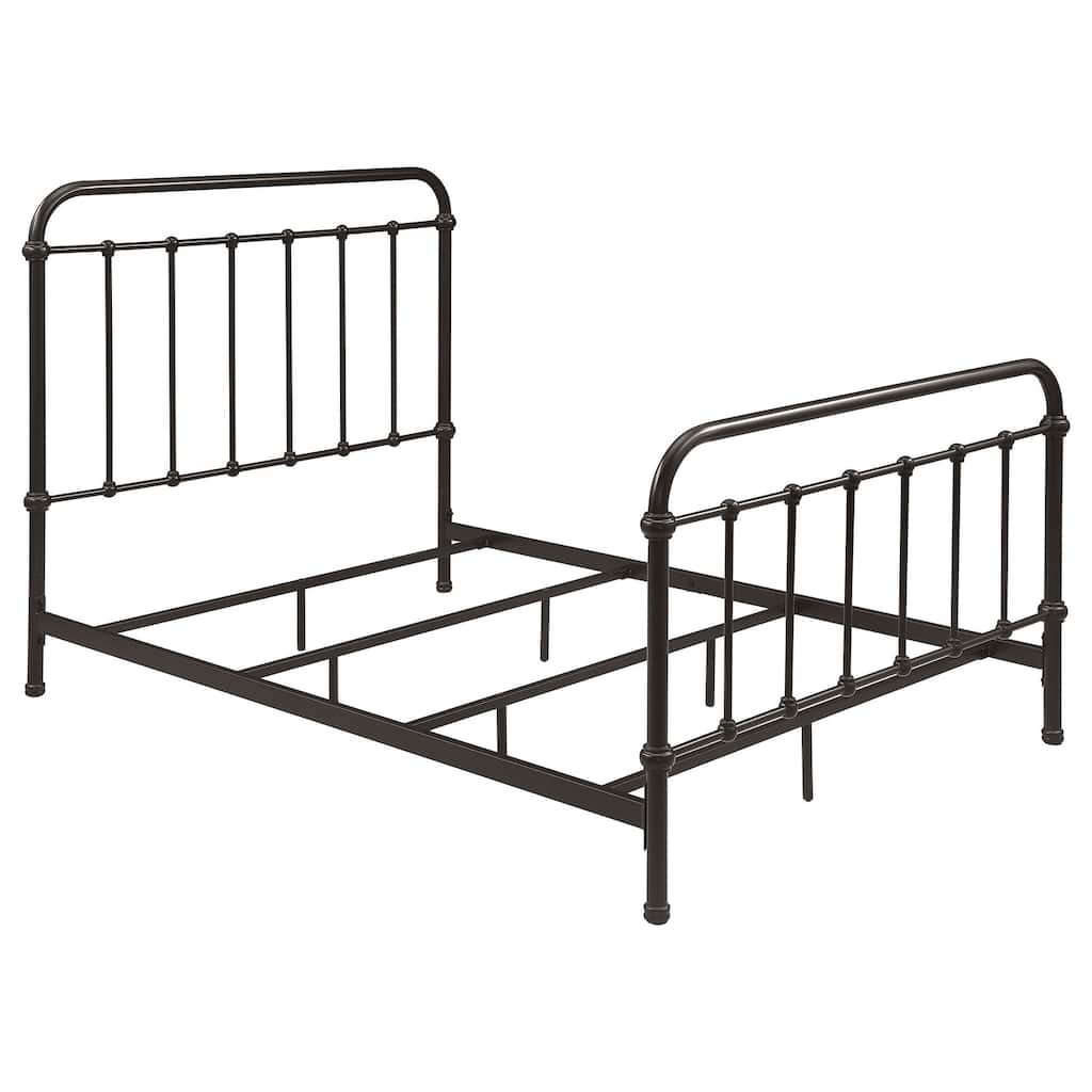 Livingston Metal Bed in Dark Bronze with Farmhouse Style Vertical Spindle Headboard and Footboard