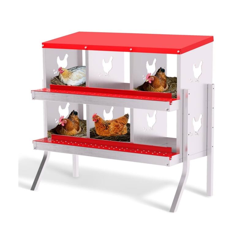 Chicken Nesting Box Nesting Boxes - Red 6-Hole  (with legs)