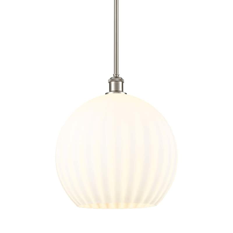 Innovations Lighting 516-1S-17-14 White Venetian Pendant White - Brushed Satin Nickel / White Venetian