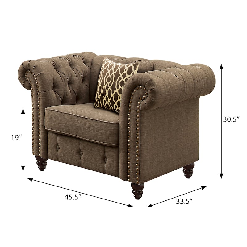 Carlson Tufted Accent Chair with 1 Pillow