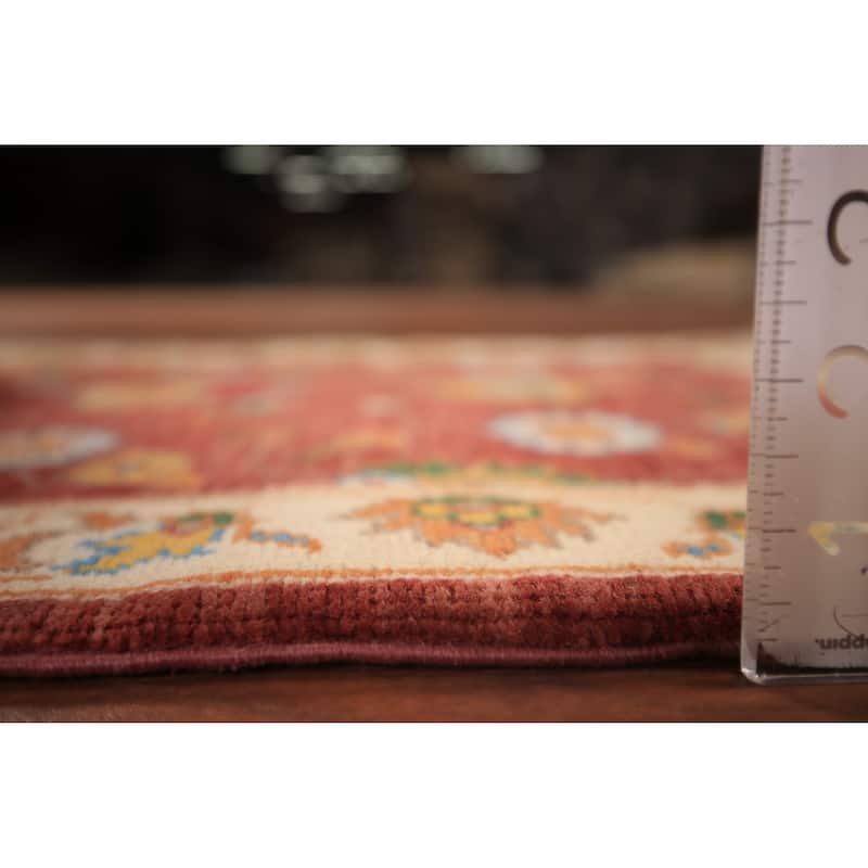 Floral Kazak Oriental Foyer Rug Hand-Knotted Orange Wool Carpet - 2'0" x 3'0"