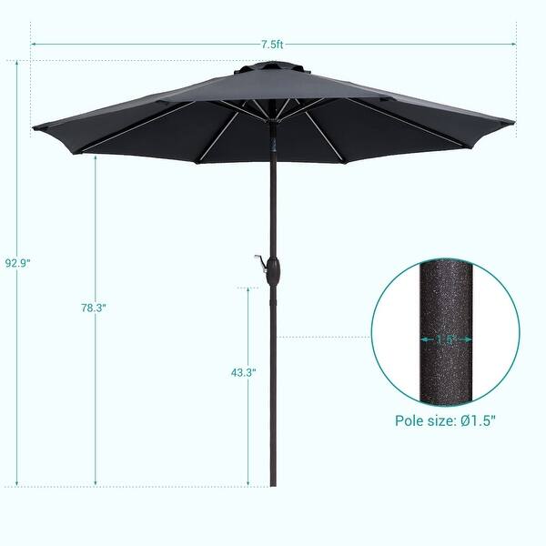 Bonosuki 9ft Patio Umbrella Market Table Umbrella with Tilt and Crank ...