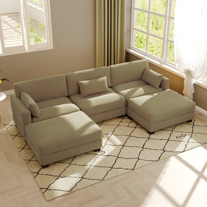 Modern U-shaped Modular Corduroy Sectional Sofa