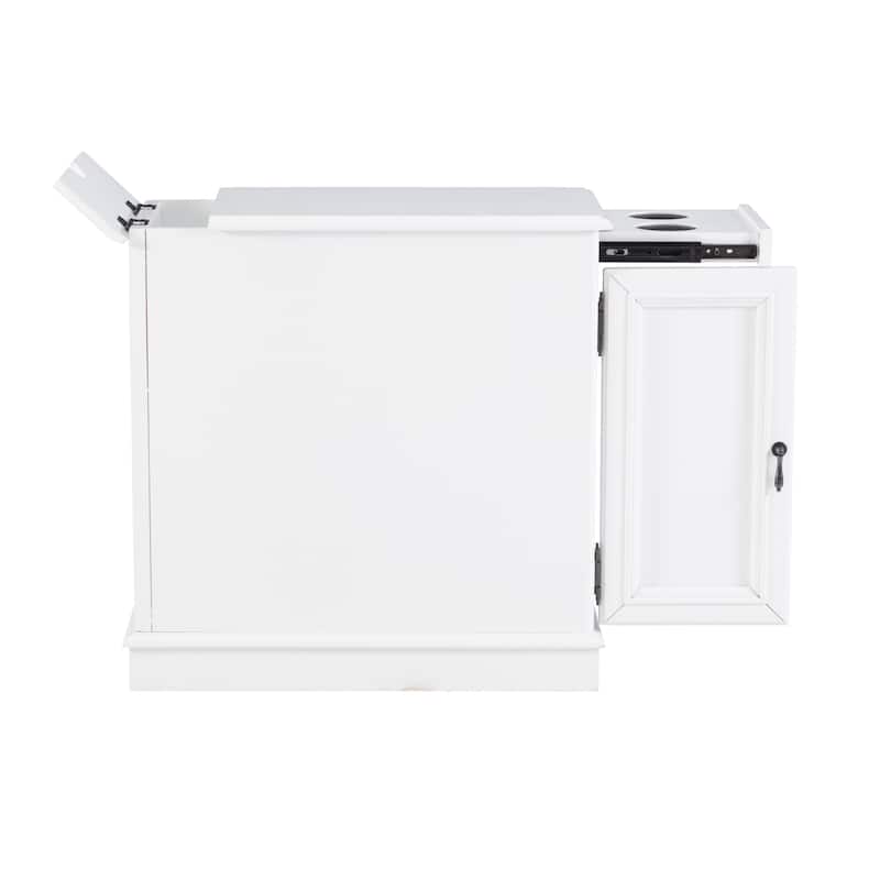Rectangular Accent Table with USB and Storage Compartment - 24" - White