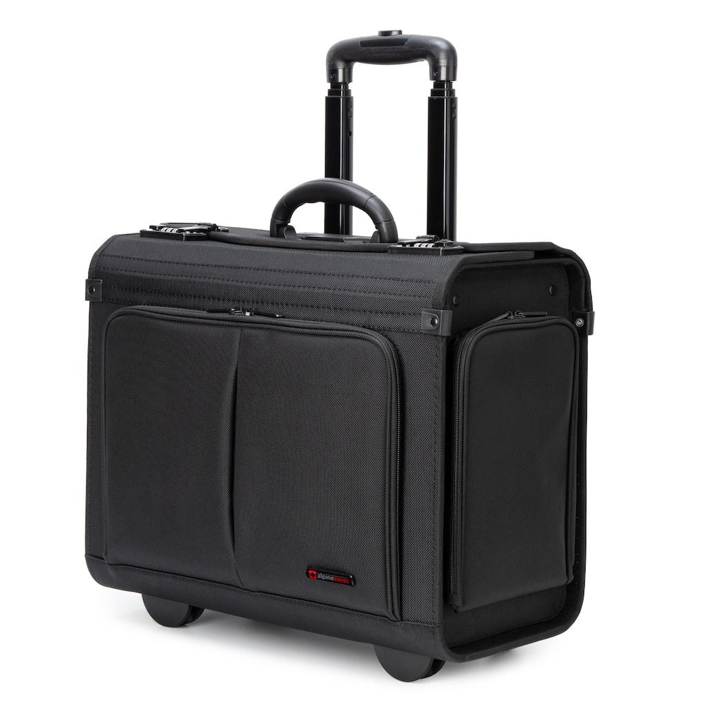 Alpine Swiss Rolling Briefcase Work Overnight Travel Bag Dual Locks Carry on Business Attache Case - Black - One Size