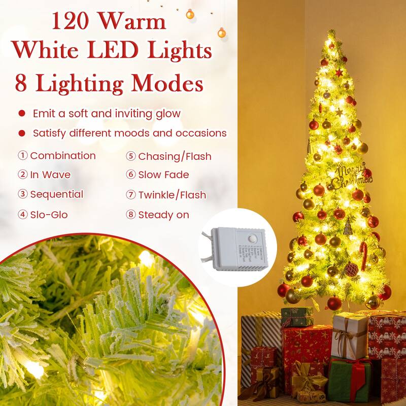 Gymax Whimsical Christmas Tree Pre-Lit Artificial Holiday Tree w/
