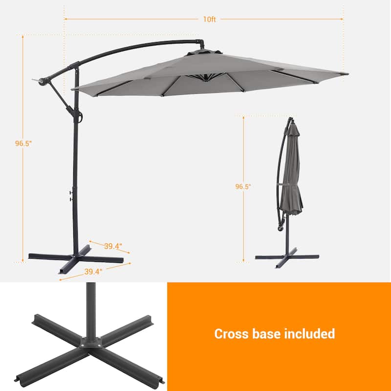 LIVOOSUN 10ft Patio Offset Umbrellas,Hanging Market Patio Umbrella
