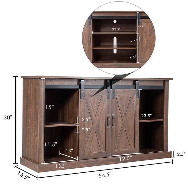 Shop Costway Tv Stand Sliding Barn Door Media Center Console