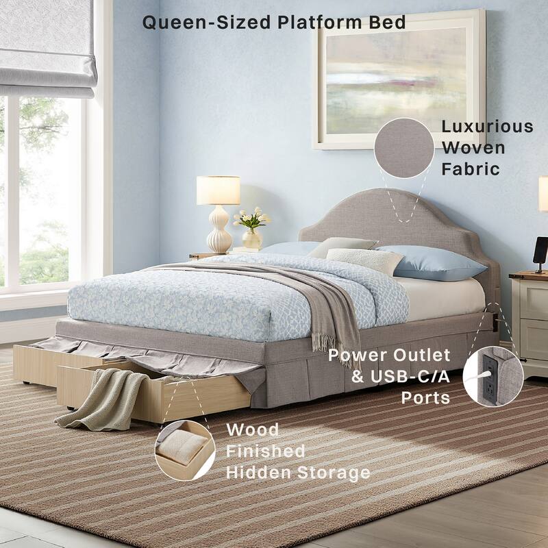 Canton Upholstered Queen Size Storage Bed