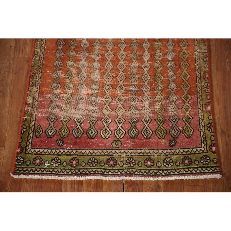 Vegetable Dye Tabriz Persian Antique Runner Rug Handmade Wool Carpet - 2'7"x 10'1"