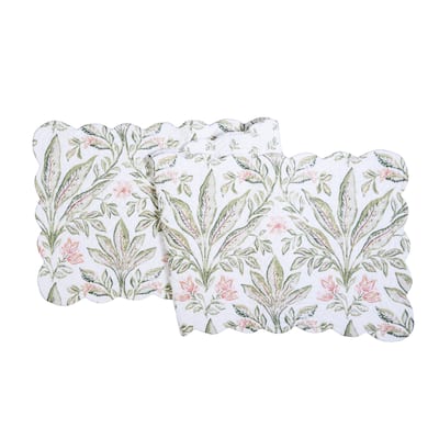 51" x 14" Lana Palms Reversible Graphic Print Machine Washable Table Quilted Runner - Green