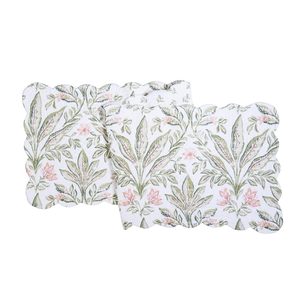 51" x 14" Lana Palms Reversible Graphic Print Machine Washable Table Quilted Runner - Green