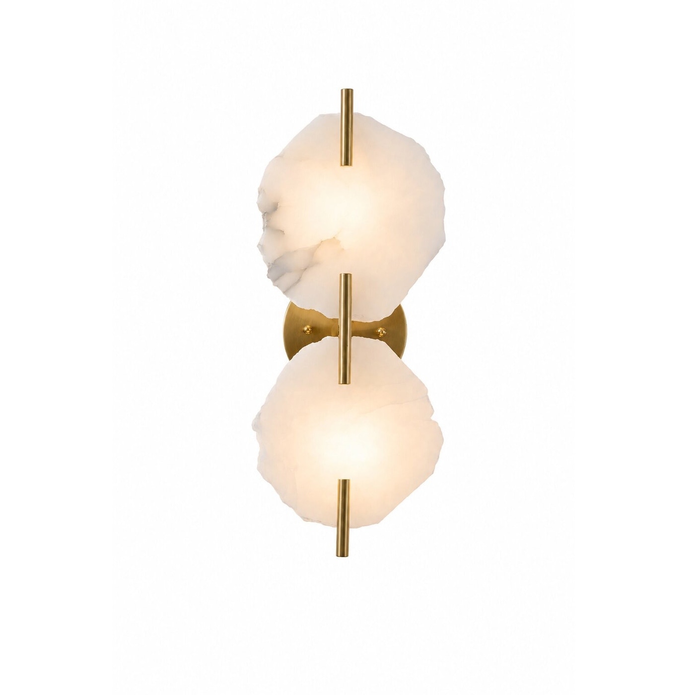 2-Light Brass Wall Sconce With Natural Alabaster Accents
