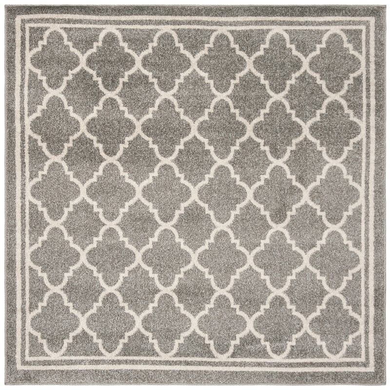 SAFAVIEH Amherst Namira Trellis Rug - 5' Square - Dark Grey/Beige