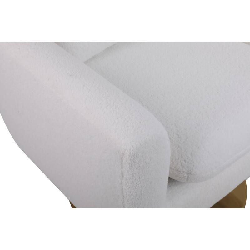 White Modern 29.9" Upholstered 360° Swivel Accent Chair with Iron Base and Pillow