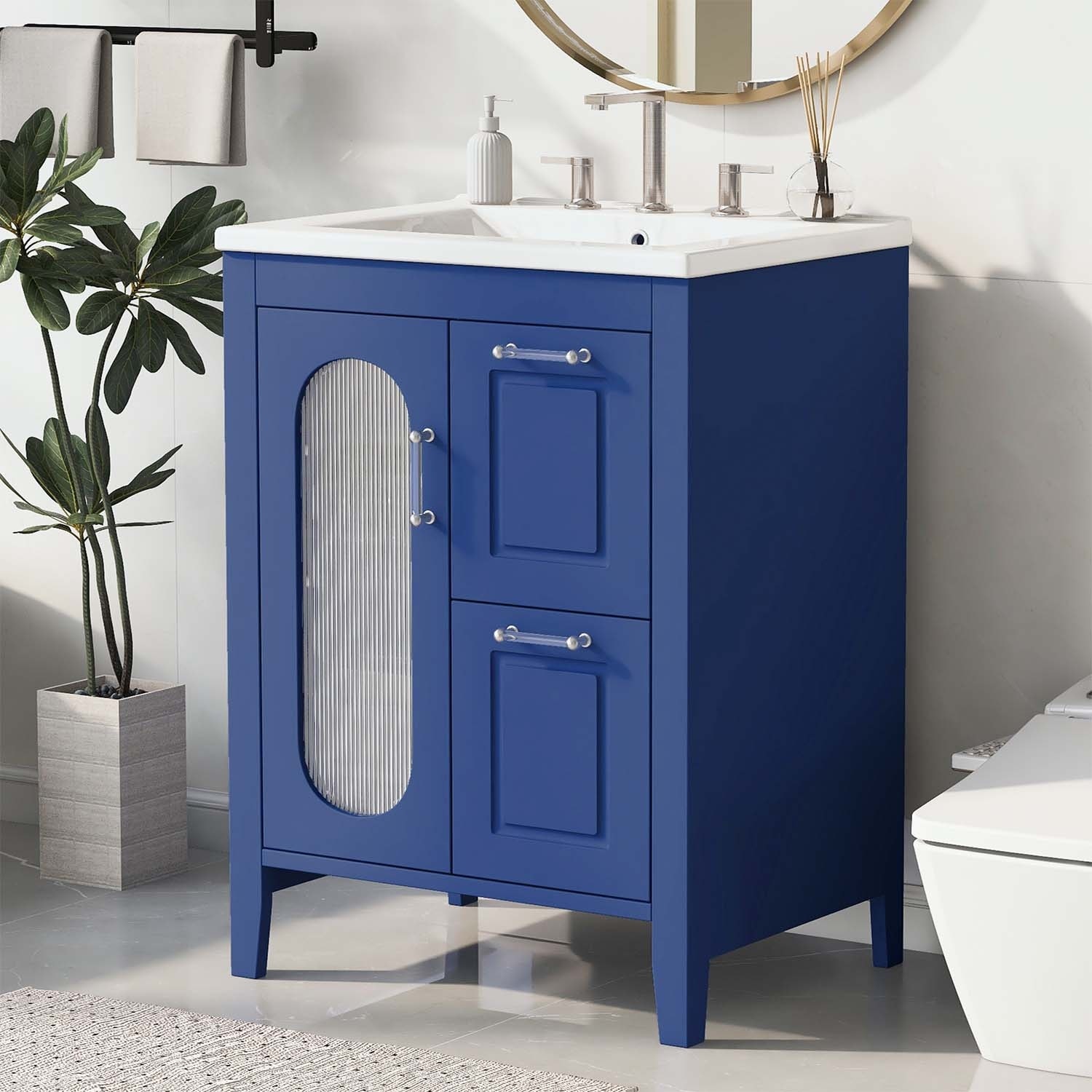 Bathroom Vanity with Sink,with Two Drawers and Door
