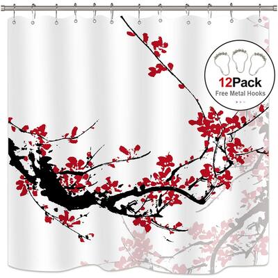Cherry Blossom Shower Curtain with Shower Hooks