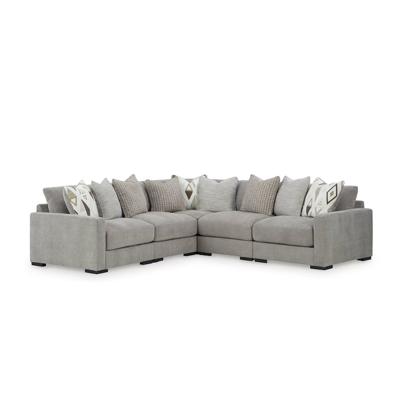 Signature Design by Ashley Aslan Court Gray 5-Piece Sectional - 113" W x 113" D x 36" H