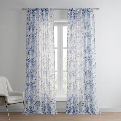 Exclusive Fabrics Xenia Printed Faux Linen Sheer Rod Pocket Curtain (1 Panel)