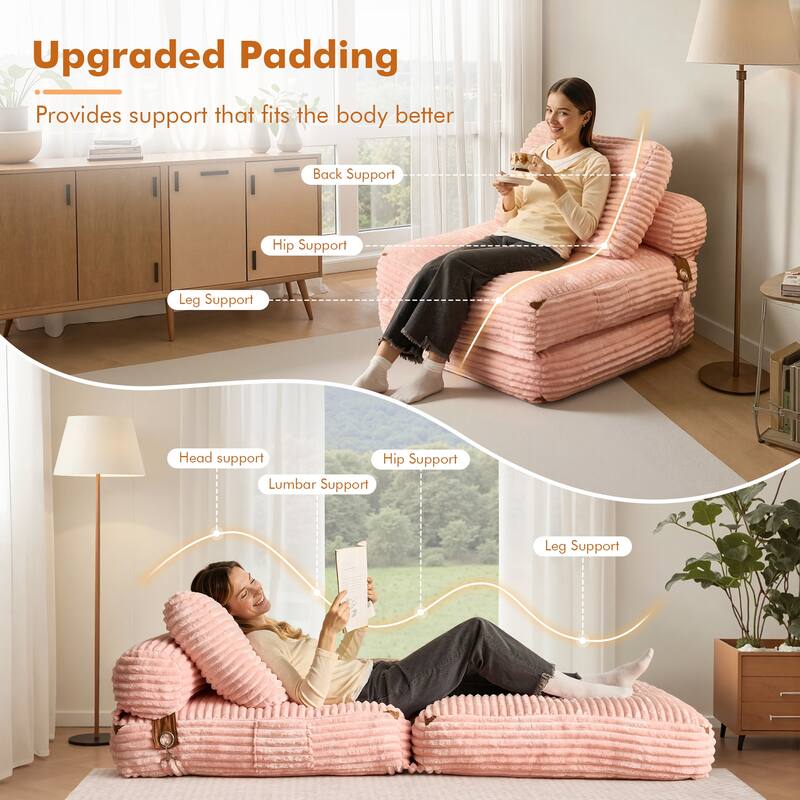 HOOOWOOO Modern Upholstery Fabric Folding Sofa Couch