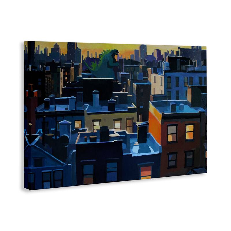 Stupell Cityscape with Distant Monster Canvas Wall Art Design By Keith Thomson