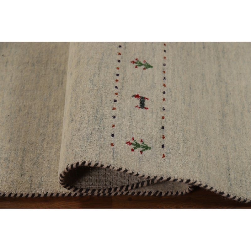 Little Animals Design Gabbeh Runner Rug Handmade Beige Wool Carpet - 2'6" x 11'3"