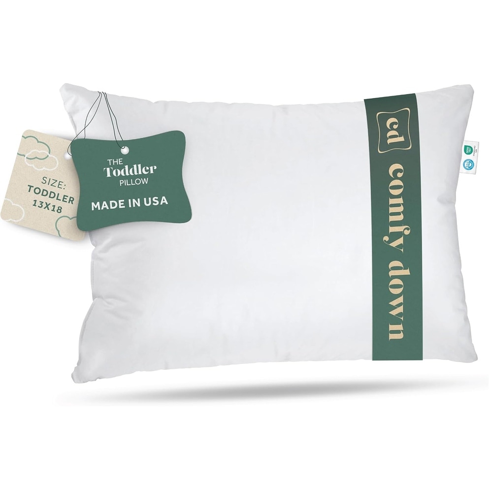 ComfyDown Toddler Pillow - Filled with 800-FP Goose Down, 300-TC Cotton Cover