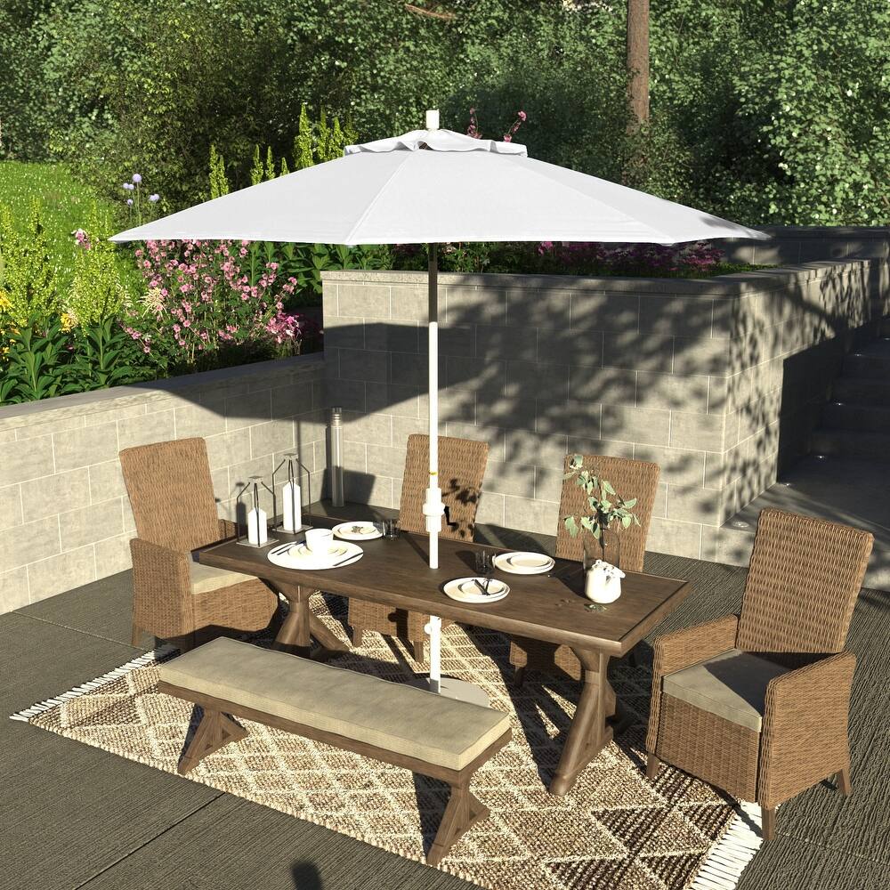 California Umbrella 9' Rd. Aluminum/Fiberglass Rib Patio Umb, Deluxe Crank Lift/Collar Tilt, White Finish, Pacifica Fabric
