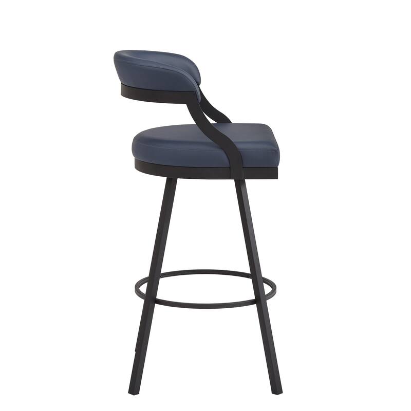 Bacalar Black Finish Metal Vegan Leather Swivel Chair (Set of 2) by iNSPIRE Q Modern