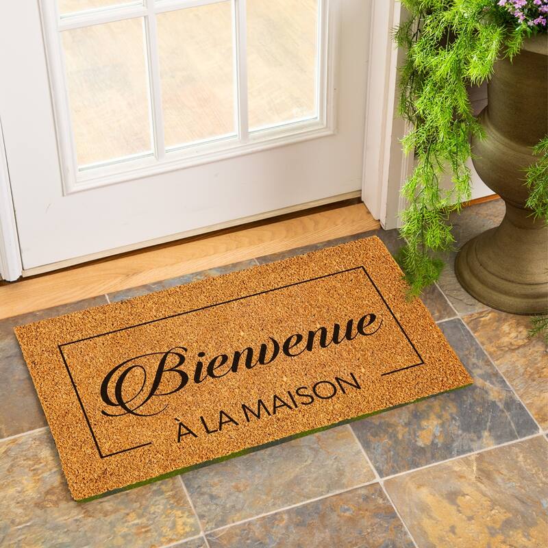 Coir Mat, Bienvenue, 16" x 28"