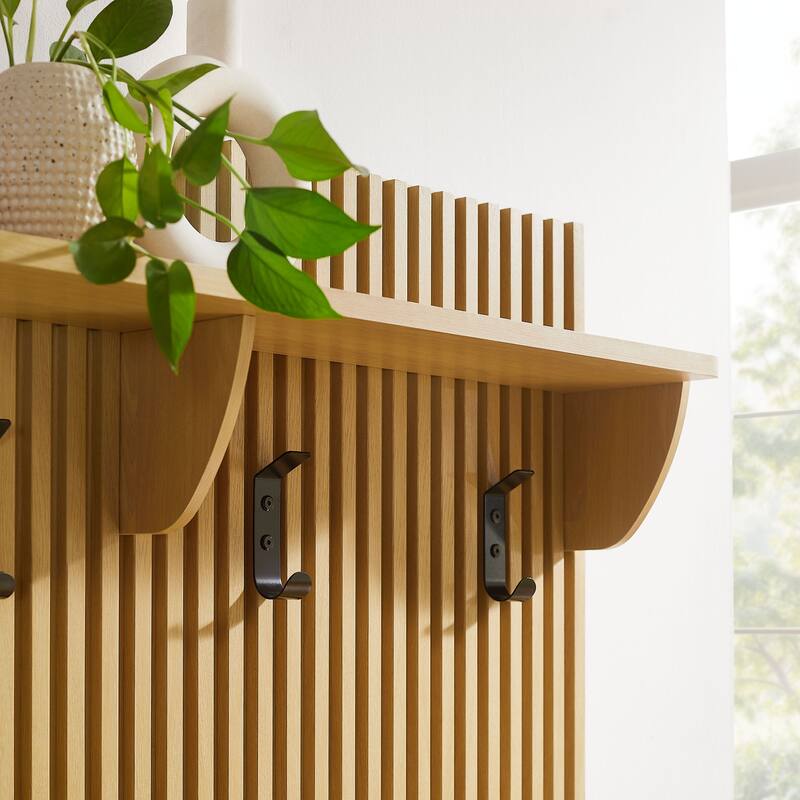 Render Fluted 3-in-1 Hall Tree With Storage Bench and Coat Rack