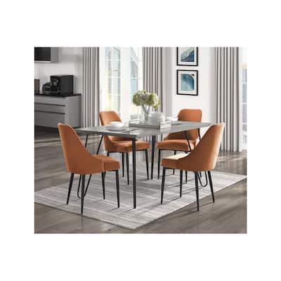 Paul Gray Oak Orange Velvet Seat Rectangular Dining Room Set