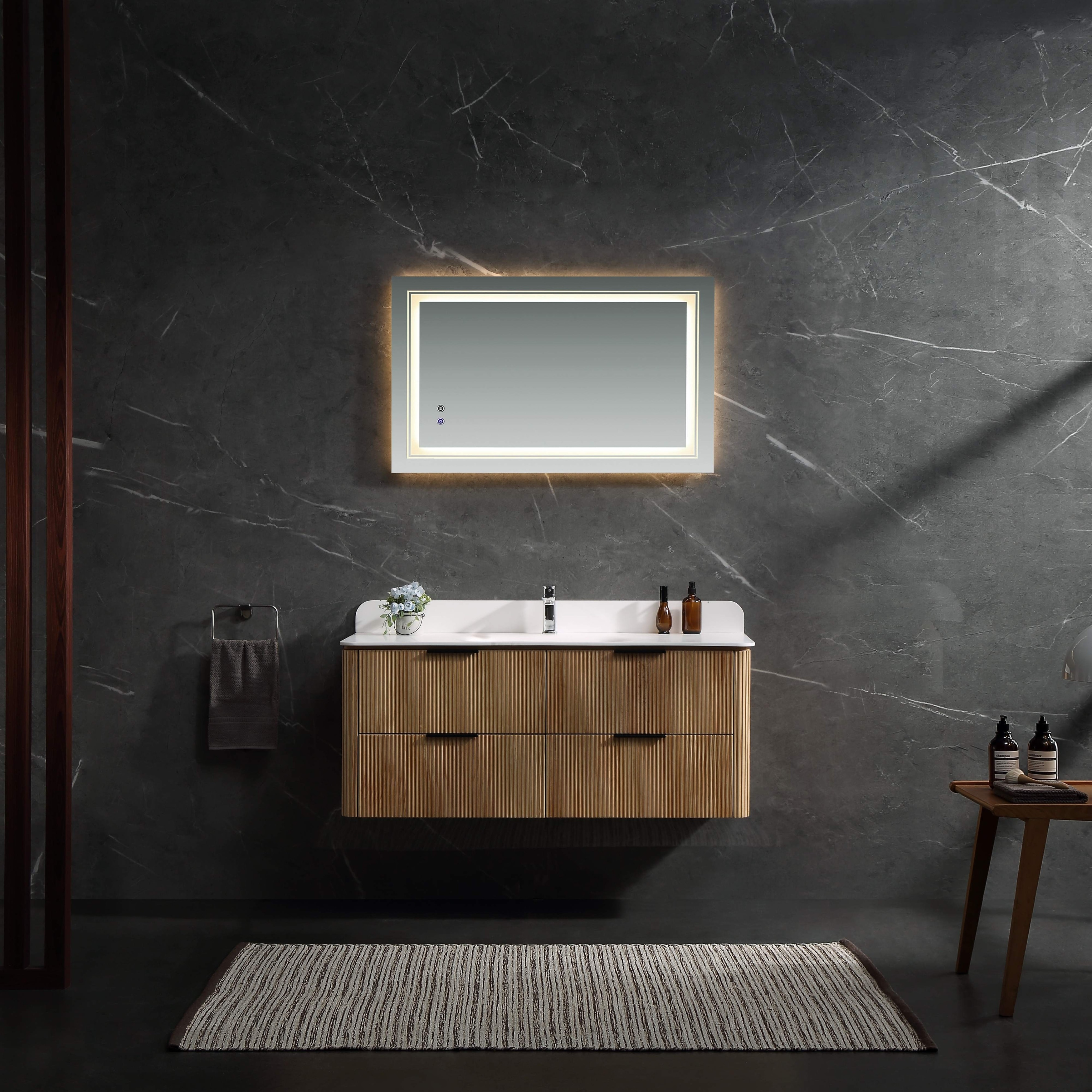 Modland 48" Wall-Mounted Bathroom Vanity with Acrylic Top Integrated Sink & Overflow